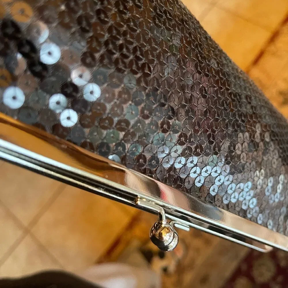 ANN TAYLOR Sequin Clutch w Chain NWT